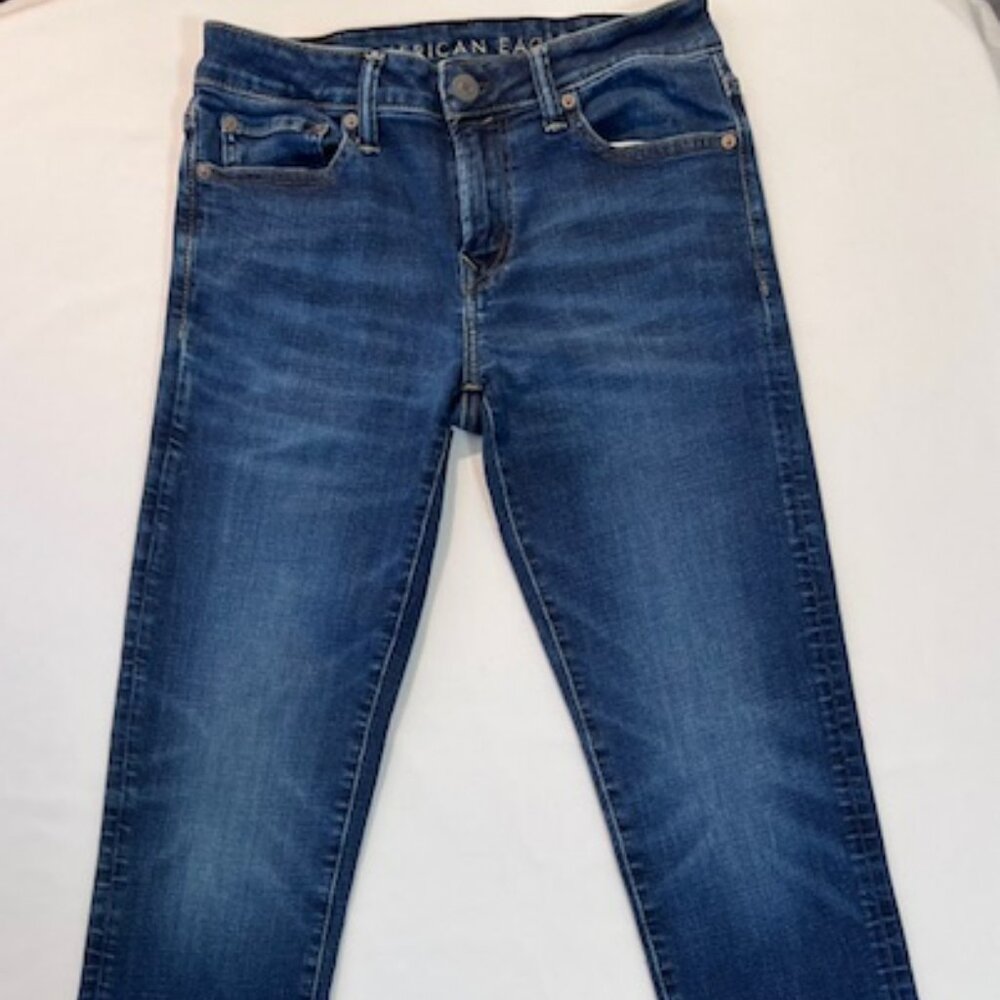 American Eagle Young Mens Size 30x31 Skinny Straight Jeans AIRFLEX+ Dark Wash